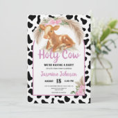 Holy Cow Rustic Western Floral Pampas Kinderdusche Einladung (Stehend Vorderseite)