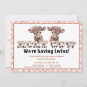 Holy Cow Twins Baby Shower Cowgirl einladen Einladung (Vorderseite)