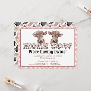 Holy Cow Twins Baby Shower Cowgirl einladen Einladung