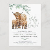 Holy Cow Twins Highland Calf Greenery Baby Dusche Postkarte (Vorderseite)