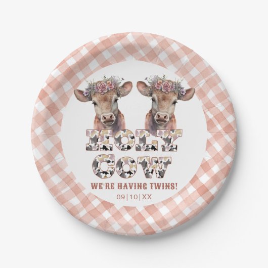 Holy Cow Twins Rustic Baby Shower Teller (Vorderseite)