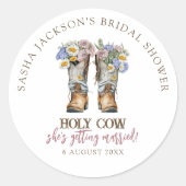 Holy Cowboy Cowboy Boots Brautparty Runder Aufkleber (Vorderseite)