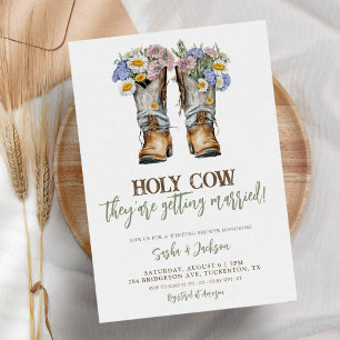 Holy Cowboy Cowboy Boots Wedding Couple Dusche Einladung