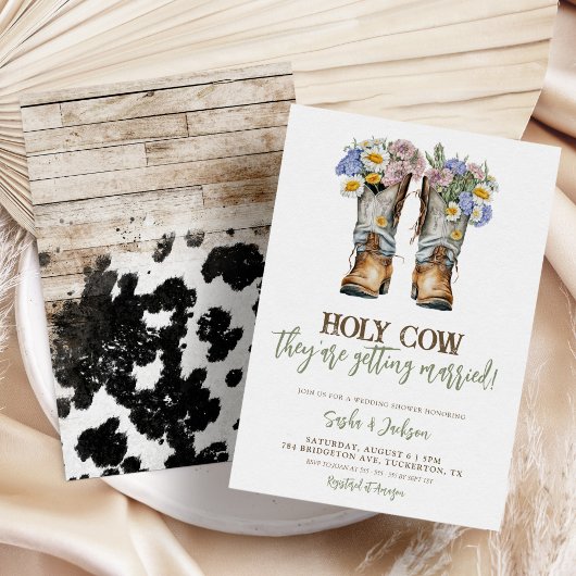 Holy Cowboy Cowboy Boots Wedding Couple Dusche Einladung
