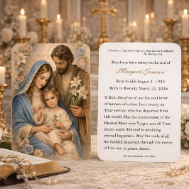 Holy Family Catholic Funeral Memorial Holy Card -