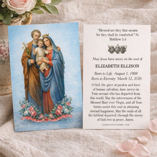 Holy Family Catholic Funeral Memorial Holy Card -