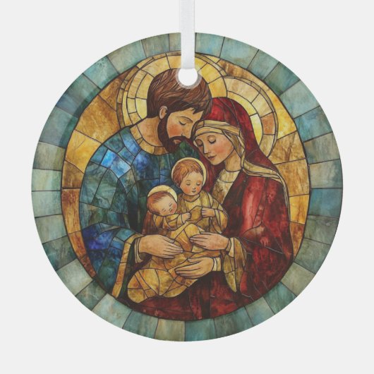 Holy Family Nativity Christmas Ornament Aus Glas (Vorderseite)