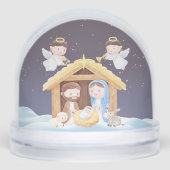 Holy Family Nativity under Blue Starry Sky Schneekugeln (Vorderseite)