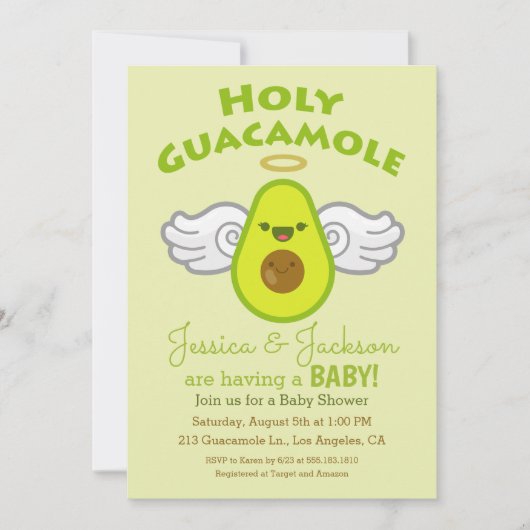 Holy Guacamole Avocado Babydusche Einladung (Vorderseite)