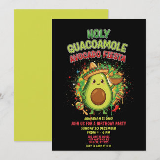 Holy Guacamole Avocado Fiesta Kids Birthday Party  Einladung