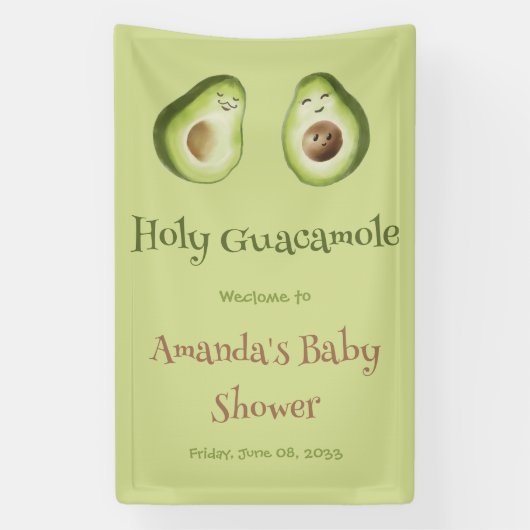 Holy Guacamole Avocado Limon Fiesta Baby Dusche Banner (Vertikal)