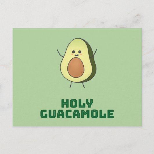 Holy guacamole - cute and happy kawaii avocado  postkarte (Vorderseite)
