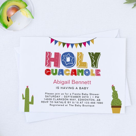 Holy Guacamole Fiesta Baby Shower Kawaii Avocado I Einladung