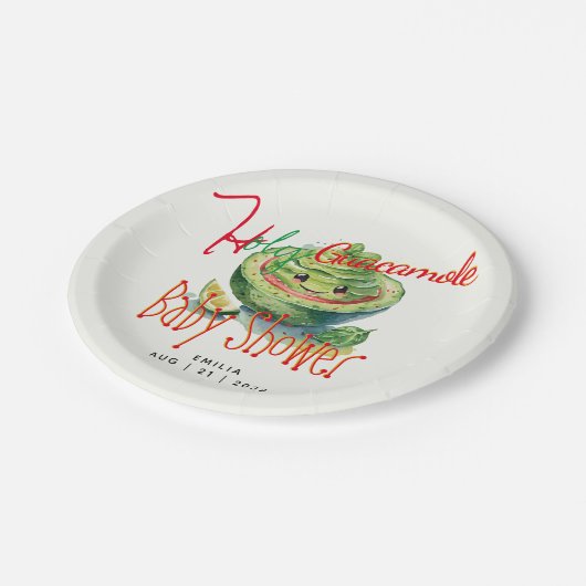 Holy Guacamole Fiesta Babydusche CUSTOM Pappteller (Schrägansicht)