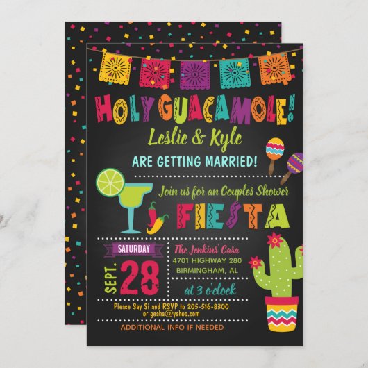 Holy Guacamole Fiesta Paare Dusche Einladung (Vorne/Hinten)