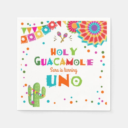 Holy Guacamole Fiesta Paper Napkin Mexican Cactus Serviette (Vorderseite)