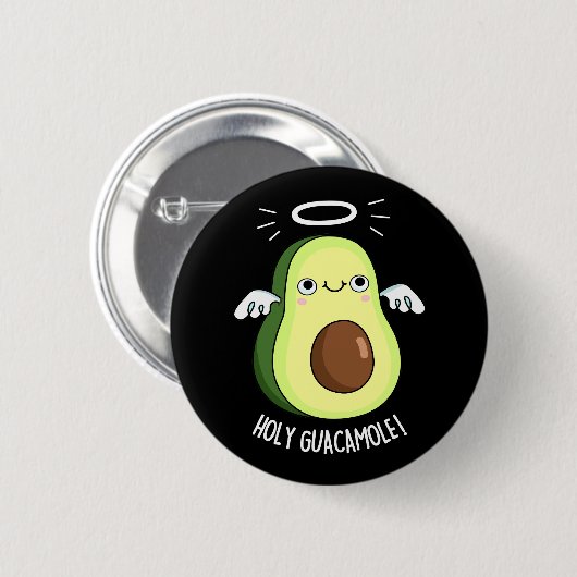 Holy Guacamole Funny Goody Avocado Pun Dark BG Button (Vorne & Hinten)