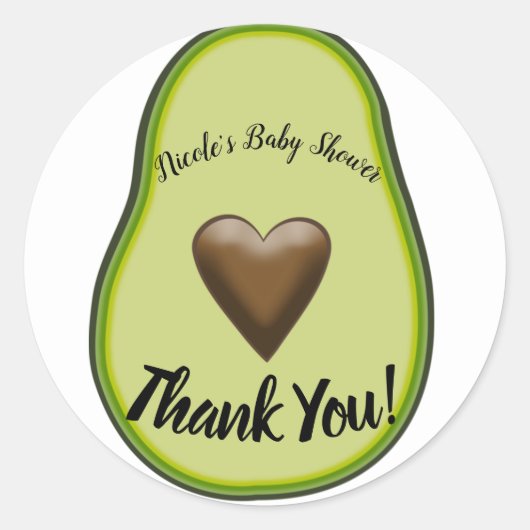 Holy Guacamole Heart Avocado Baby Shower Bridal Runder Aufkleber (Vorderseite)