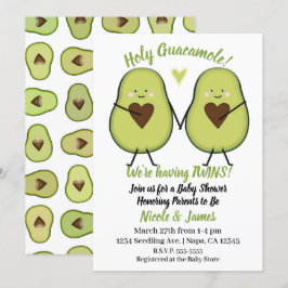 Holy Guacamole Heart Avocado Baby Shower Twins Einladung
