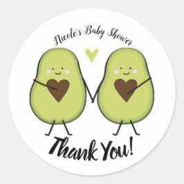 Holy Guacamole Heart Avocado Baby Shower Twins Runder Aufkleber