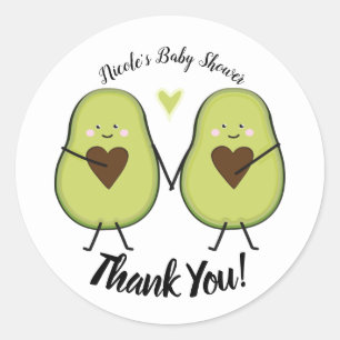Holy Guacamole Heart Avocado Baby Shower Twins Runder Aufkleber