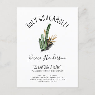 Holy Guacamole Mexican Cactus Baby Shower Einladungspostkarte