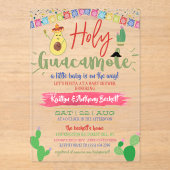 Holy Guacamole Mexican Fiesta Baby Dusche Acryleinladungen (Vorderseite)