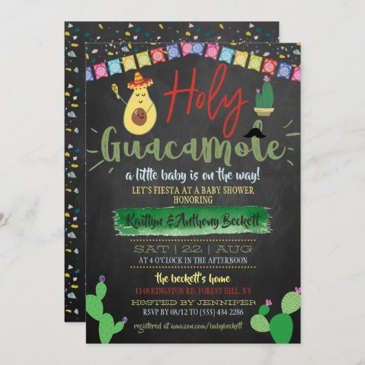 Holy Guacamole Mexican Fiesta Coed Baby Dusche Einladung (Vorne/Hinten)