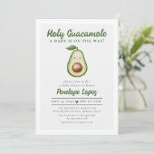 Holy Guacamole Niedlich Avocado Baby Dusche Einladung (Stehend Vorderseite)