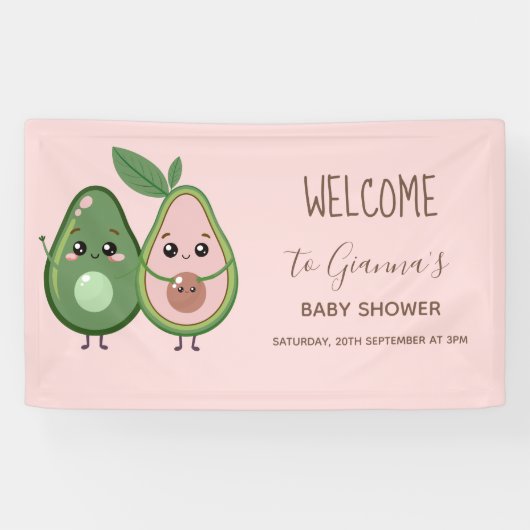 Holy Guacamole Pink Avocado Baby Dusche Banner (Horizontal)