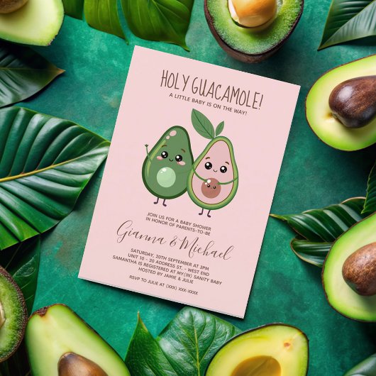 Holy Guacamole Pink Avocado Baby Dusche Einladung