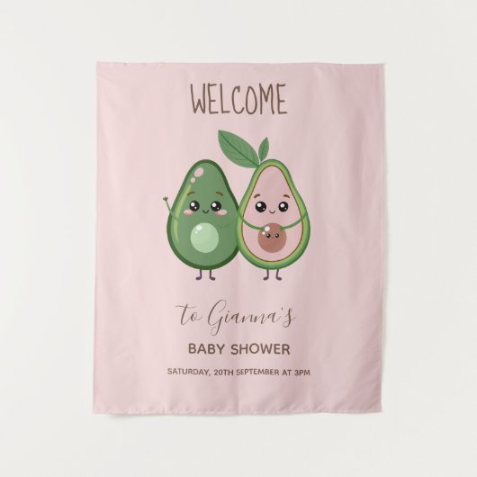 Holy Guacamole Pink Avocado Baby Dusche Wandteppich (Vorderseite)