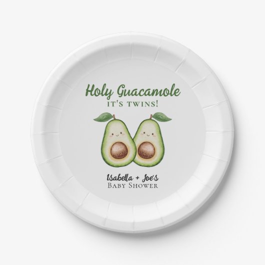 Holy Guacamole Twins Funny Baby Dusche Pappteller (Vorderseite)