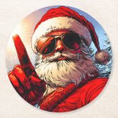 Holy Jolly Santa Divine Glow Runder Pappuntersetzer (Vorderseite)