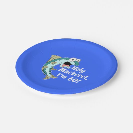 Holy Mackerel Ich bin 60 Blue 60 Party Teller (Schrägansicht)