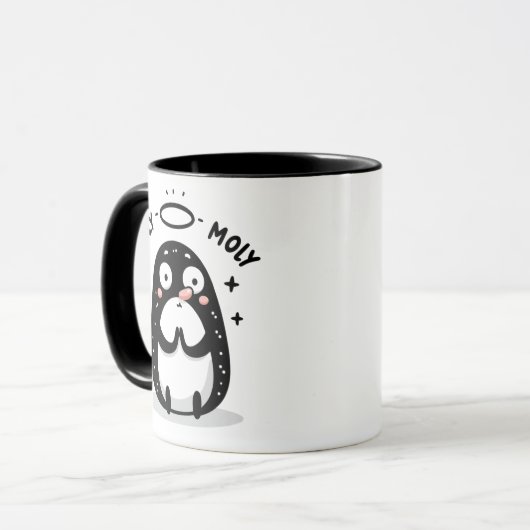 Holy Moly Cute Praying Mole Mug – Funny Animal Pun Tasse (Vorderseite Links)