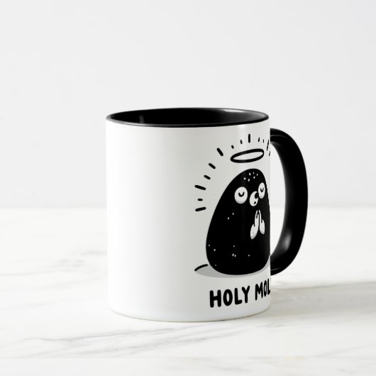 Holy Moly Floating Mole Mug – Cute Praying Pun Tasse (VorderseiteRechts)