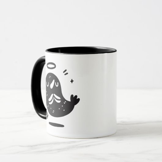 Holy Moly Mustache Mole Mug – Funny Floating Tasse (Vorderseite Links)