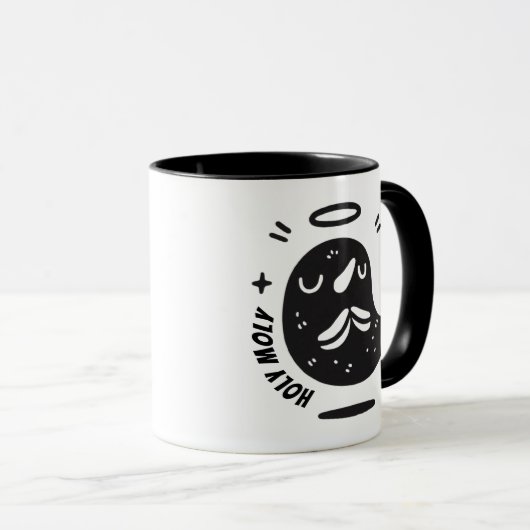 Holy Moly Mustache Mole Mug – Funny Floating Tasse (VorderseiteRechts)