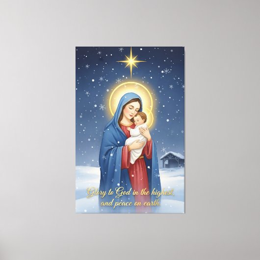 Holy Mother & Baby Jesus Stretched Canvas Print Leinwanddruck (Vorderseite)