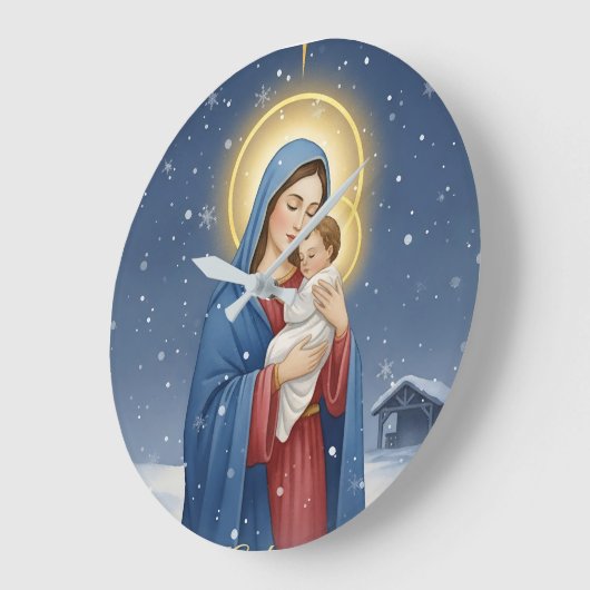 Holy Mother Mary and Baby Jesus Wall Clock Große Wanduhr (Winkel)