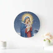 Holy Mother Mary and Baby Jesus Wall Clock Große Wanduhr (Zuhause)