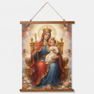 Holy Mother of God – Divine Love & Protection´12 Wandteppich Mit Holzrahmen