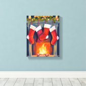 Holy Night | Christmas Stockings Watercolor Leinwanddruck (Insitu (Holzboden))
