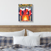 Holy Night | Christmas Stockings Watercolor Leinwanddruck (Insitu (Schlafzimmer))