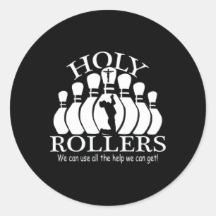 Holy Rollers Matching Bowling Team Runder Aufkleber