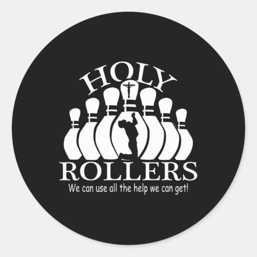 Holy Rollers Matching Bowling Team Runder Aufkleber (Vorderseite)