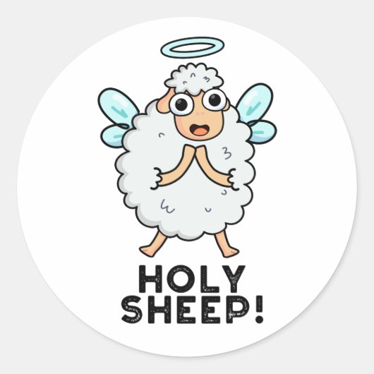 Holy Sheep Funny Animal Puff Runder Aufkleber (Vorderseite)