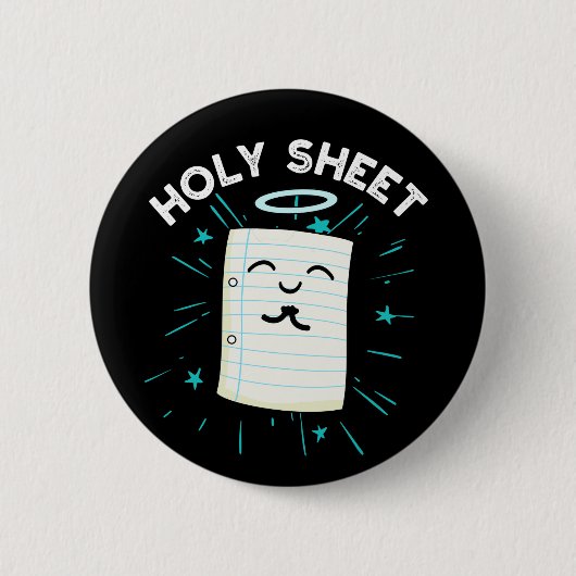 Holy Sheet Funny Halo Paper Pun Dark BG Button (Vorderseite)