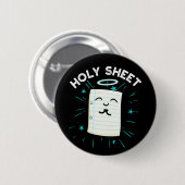 Holy Sheet Funny Halo Paper Pun Dark BG Button (Vorne & Hinten)